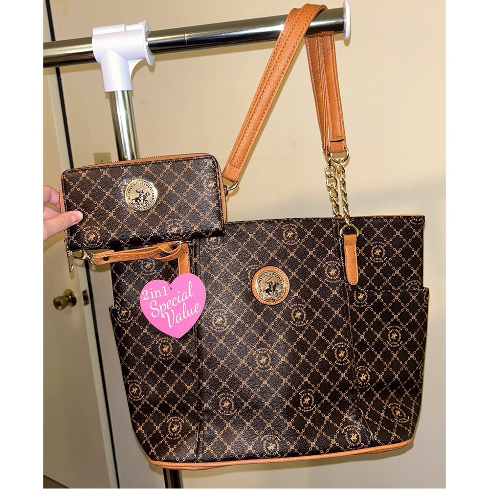 Beverly Hills Polo Club Tote Bag With Matching Wallet Set